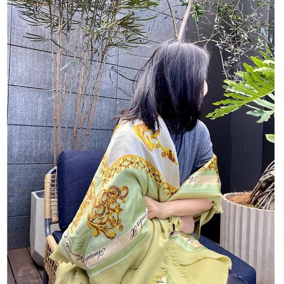 AmandaX “Impression of Summer” Silk-Wool Jacquard Large Scarf/Shawl Throw - Picture 8 of 16